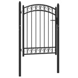 Cancello per recinzione EMMEN con parte superiore ad arco in acciaio 100x98,5 cm Nero