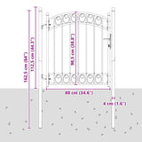 Cancello per recinzione EMMEN con parte superiore ad arco in acciaio 100x98,5 cm Nero