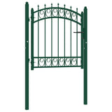 Cancello per Recinzione con Punte in Acciaio 100x100 cm Verde