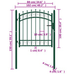 Cancello per Recinzione con Punte in Acciaio 100x100 cm Verde