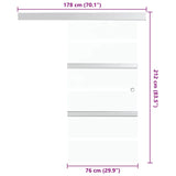 Porta Scorrevole in Vetro ESG e Alluminio 76x212 cm Argento