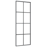 Porta Scorrevole in Alluminio e Vetro ESG 76x205 cm Nera