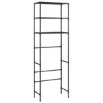 Scaffale per Bagno con 3 Ripiani Nero 53x28x169 cm