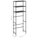 Scaffale per Bagno con 3 Ripiani Nero 53x28x169 cm