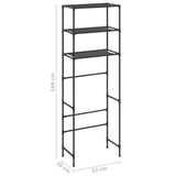 Scaffale per Bagno con 3 Ripiani Nero 53x28x169 cm