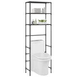 Scaffale per Bagno con 3 Ripiani Nero 53x28x169 cm