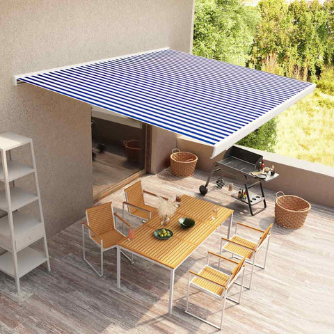 Tenda a Cassonetto Motorizzata 400x300 cm Blu e Bianco