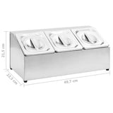 Supporto Gastronorm con 3 Contenitori GN 1/6 in Acciaio Inox