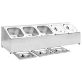 Supporto Gastronorm con 5 Contenitori GN 1/6 in Acciaio Inox