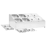 Supporto Gastronorm con 8 Contenitori GN 1/6 in Acciaio Inox