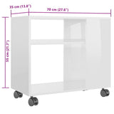Tavolino da Salotto Bianco Lucido 70x35x55 cm Legno truciolato