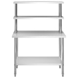 Tavolo Lavoro Cucina con Mensola 120x60x150 cm in Acciaio Inox