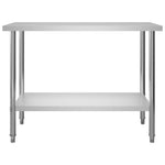 Tavolo Lavoro Cucina con Mensola 120x60x150 cm in Acciaio Inox