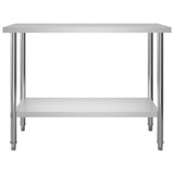 Tavolo Lavoro Cucina con Mensola 120x60x150 cm in Acciaio Inox
