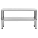 Tavolo Lavoro Cucina con Mensola 120x60x150 cm in Acciaio Inox