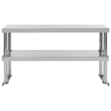 Tavolo Lavoro Cucina con Mensola 120x60x150 cm in Acciaio Inox