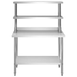 Tavolo Lavoro Cucina con Mensola 120x60x150 cm in Acciaio Inox