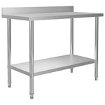 Tavolo Lavoro Cucina con Mensola 120x60x150 cm in Acciaio Inox