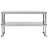 Tavolo Lavoro Cucina con Mensola 120x60x150 cm in Acciaio Inox