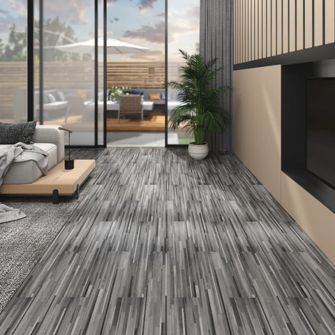 Listoni Pavimento PVC 5,02 m 2 mm Autoadesivi Grigio a Strisce