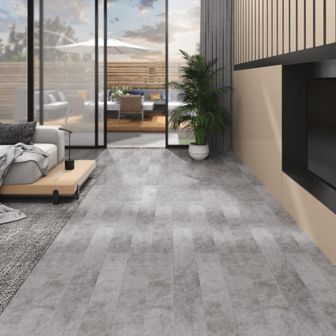 Listoni Pavimento PVC 5,02 m 2 mm Autoadesivi Grigio Cemento