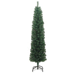 Albero di Natale Artificiale Sottile con Base Verde 180 cm PVC