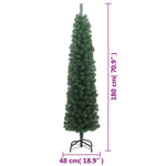 Albero di Natale Artificiale Sottile con Base Verde 180 cm PVC