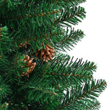 Albero di Natale Sottile con Legno Vero e Pigne Verde 210cm PVC