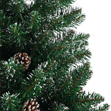 Albero di Natale Sottile con Legno Vero e Neve Verde 150 cm