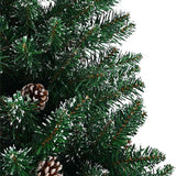 Albero di Natale Sottile con Legno Vero e Neve Verde 180 cm