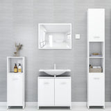 Mobile da Bagno Bianco Lucido 30x30x95 cm in Legno truciolato