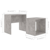 Set Tavolini da Salotto Grigio Cemento 48x30x45 cm truciolato