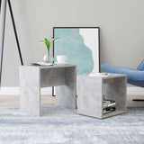 Set Tavolini da Salotto Grigio Cemento 48x30x45 cm truciolato