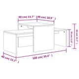 Set Tavolini da Salotto Grigio Cemento 100x48x40 cm truciolato