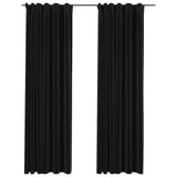 Tende Oscuranti con Ganci Effetto Lino 2 pz Antracite 140x225cm