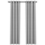 Tende Oscuranti Effetto Lino con Occhielli 2pz 140x245cm Grigio