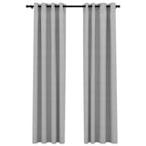Tende Oscuranti Effetto Lino con Occhielli 2pz 140x245cm Grigio