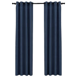Tende Oscuranti Effetto Lino con Occhielli 2 pz Blu 140x225 cm