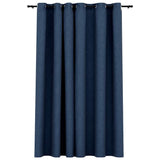 Tenda Oscurante Effetto Lino con Occhielli Blue 290x245cm