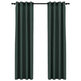 Tende Oscuranti Effetto Lino con Occhielli 2 pz Verdi 140x225cm