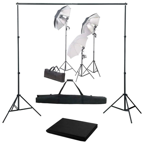 Kit per Studio Fotografico con Set di Luci e Fondale