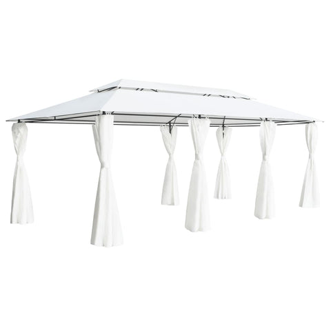 Gazebo con Tende 600x298x270 cm Bianco 180g/m