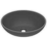 Lavandino Lusso Ovale Grigio Scuro Opaco 40x33 cm in Ceramica