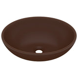 Lavandino Lusso Ovale Marrone Scuro Opaco 40x33 cm in Ceramica
