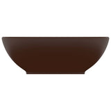 Lavandino Lusso Ovale Marrone Scuro Opaco 40x33 cm in Ceramica