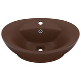Lavabo con Troppopieno Ovale Marrone Opaco 58,5x39cm Ceramica