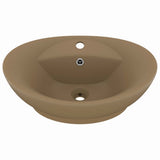 Lavandino con Troppopieno Ovale Crema Opaco 58,5x39cm Ceramica
