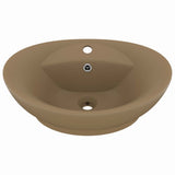 Lavandino con Troppopieno Ovale Crema Opaco 58,5x39cm Ceramica