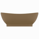 Lavandino con Troppopieno Ovale Crema Opaco 58,5x39cm Ceramica
