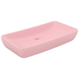 Lavandino Lusso Rettangolare Rosa Opaco 71x38 cm in Ceramica